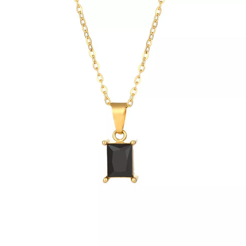 Halsband med Svart Kristall Pendant